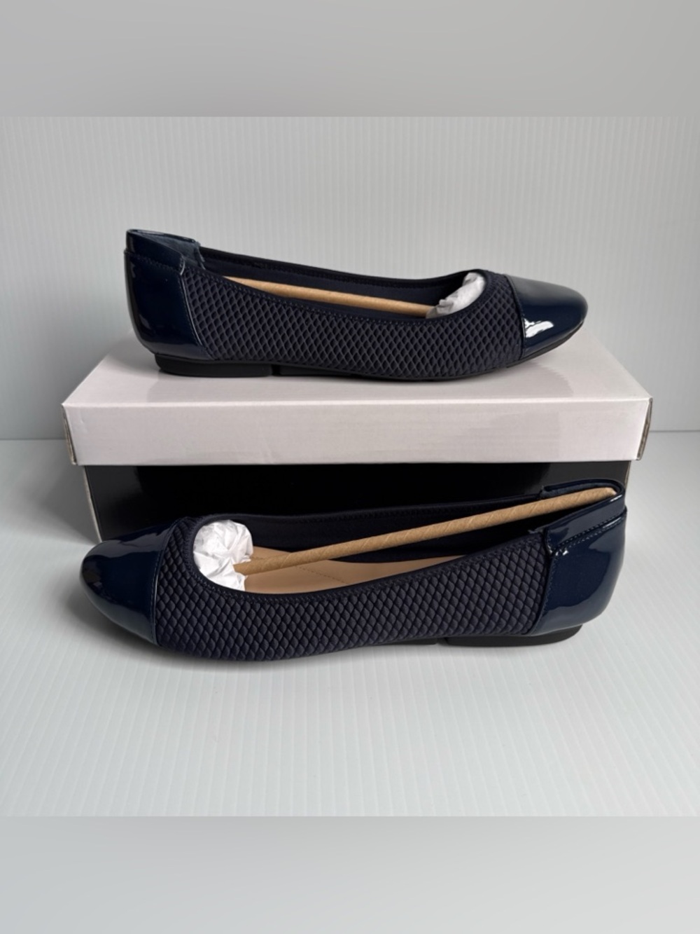 NIB Alfani Women's Navy Blue Step 'N Flex Tavii Flats Shoes Women’s Size 9.5